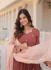 KA 1075 Faux Georgette Embroidery Gown With Dupatta Wholesale Shop In Surat